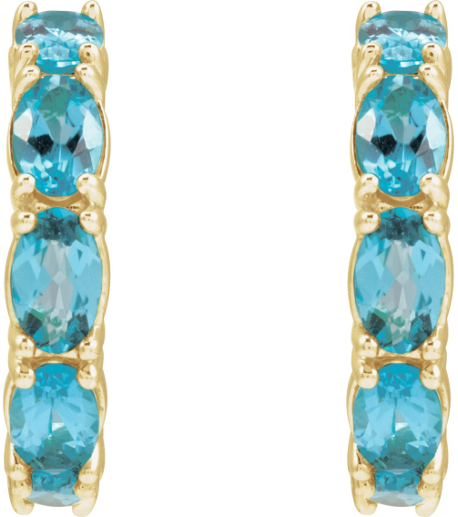 88765 Earring Set 14K Yellow 18.2 Mm 3.5 Mm Natural Blue Zircon Oval 5 X 3 Mm Pair Friction Backs Included Polished Natural Blue Zircon Hoop Earrings