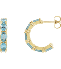 88765 Earring Set 14K Yellow 18.2 Mm 3.5 Mm Natural Aquamarine Oval 5 X 3 Mm Pair Friction Backs Included Polished Natural Aquamarine Hoop Earrings
