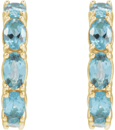 88765 Earring Set 14K Yellow 18.2 Mm 3.5 Mm Natural Aquamarine Oval 5 X 3 Mm Pair Friction Backs Included Polished Natural Aquamarine Hoop Earrings