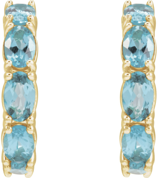 88765 Earring Set 14K Yellow 18.2 Mm 3.5 Mm Natural Aquamarine Oval 5 X 3 Mm Pair Friction Backs Included Polished Natural Aquamarine Hoop Earrings