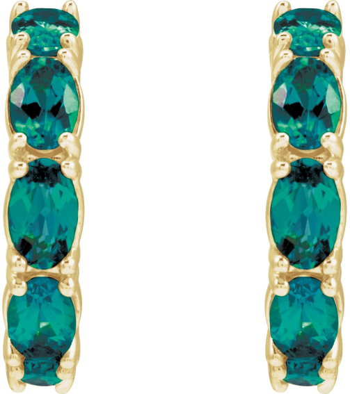 88765 Earring Set 14K Yellow 18.2 Mm 3.5 Mm Lab-Grown Alexandrite Oval 5 X 3 Mm Pair Friction Backs Included Polished Lab-Grown Alexandrite Hoop Earrings