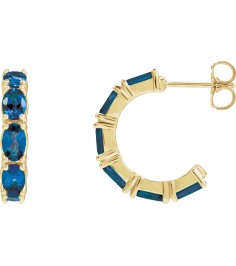 88765 Earring Set 14K Yellow 18.2 Mm 3.5 Mm Natural Blue Sapphire Oval 5 X 3 Mm Pair Friction Backs Included Polished Natural Blue Sapphire Hoop Earrings