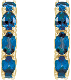 88765 Earring Set 14K Yellow 18.2 Mm 3.5 Mm Natural Blue Sapphire Oval 5 X 3 Mm Pair Friction Backs Included Polished Natural Blue Sapphire Hoop Earrings