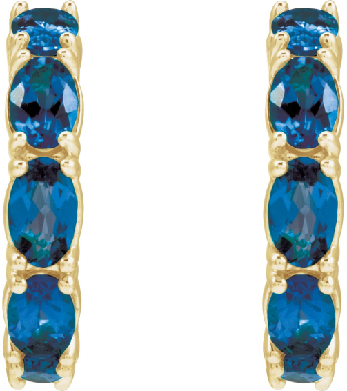 88765 Earring Set 14K Yellow 18.2 Mm 3.5 Mm Natural Blue Sapphire Oval 5 X 3 Mm Pair Friction Backs Included Polished Natural Blue Sapphire Hoop Earrings