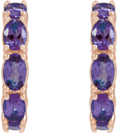 88765 Earring Set 14K Rose 18.2 Mm 3.5 Mm Natural Amethyst Oval 5 X 3 Mm Pair Friction Backs Included Polished Natural Amethyst Hoop Earrings