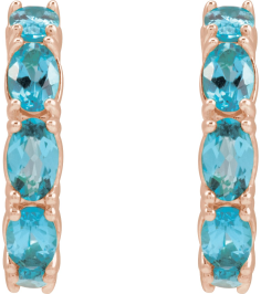 88765 Earring Set 14K Rose 18.2 Mm 3.5 Mm Natural Blue Zircon Oval 5 X 3 Mm Pair Friction Backs Included Polished Natural Blue Zircon Hoop Earrings