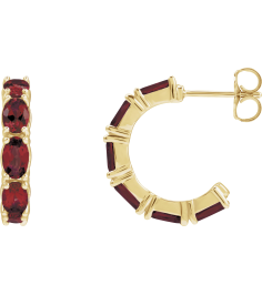 88765 Earring Set 14K Yellow 18.2 Mm 3.5 Mm Natural Mozambique Garnet Oval 5 X 3 Mm Pair Friction Backs Included Polished Natural Mozambique Garnet Hoop Earrings