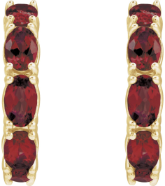88765 Earring Set 14K Yellow 18.2 Mm 3.5 Mm Natural Mozambique Garnet Oval 5 X 3 Mm Pair Friction Backs Included Polished Natural Mozambique Garnet Hoop Earrings