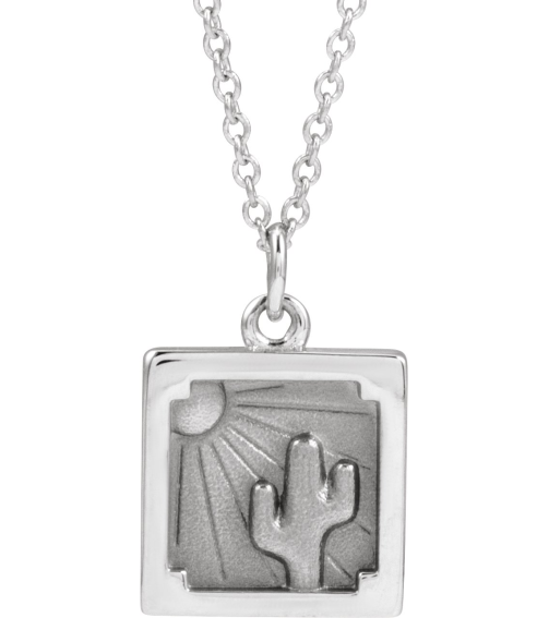 88781 Necklace 14K White 12.3 X 10 Mm 16-18 In Polished Desert Necklace
