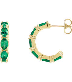 88765 Earring Set 14K Yellow 18.2 Mm 3.5 Mm Lab-Grown Emerald Oval 5 X 3 Mm Pair Friction Backs Included Polished Lab-Grown Emerald Hoop Earrings