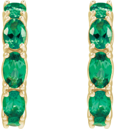 88765 Earring Set 14K Yellow 18.2 Mm 3.5 Mm Lab-Grown Emerald Oval 5 X 3 Mm Pair Friction Backs Included Polished Lab-Grown Emerald Hoop Earrings