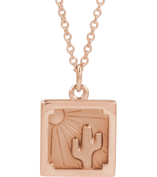 88781 Necklace 14K Rose 12.3 X 10 Mm 16-18 In Polished Desert Necklace