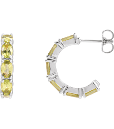 88765 Earring Set Sterling Silver 18.2 Mm 3.5 Mm Natural Peridot Oval 5 X 3 Mm Pair Friction Backs Included Polished Natural Peridot Hoop Earrings