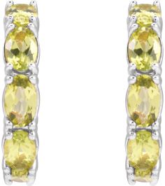 88765 Earring Set Sterling Silver 18.2 Mm 3.5 Mm Natural Peridot Oval 5 X 3 Mm Pair Friction Backs Included Polished Natural Peridot Hoop Earrings
