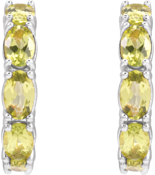 88765 Earring Set Sterling Silver 18.2 Mm 3.5 Mm Natural Peridot Oval 5 X 3 Mm Pair Friction Backs Included Polished Natural Peridot Hoop Earrings