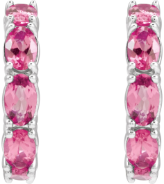 88765 Earring Set Sterling Silver 18.2 Mm 3.5 Mm Natural Pink Tourmaline Oval 5 X 3 Mm Pair Friction Backs Included Polished Natural Pink Tourmaline Hoop Earrings