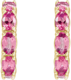 88765 Earring Set 14K Yellow 18.2 Mm 3.5 Mm Natural Pink Tourmaline Oval 5 X 3 Mm Pair Friction Backs Included Polished Natural Pink Tourmaline Hoop Earrings