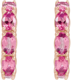 88765 Earring Set 14K Rose 18.2 Mm 3.5 Mm Natural Pink Tourmaline Oval 5 X 3 Mm Pair Friction Backs Included Polished Natural Pink Tourmaline Hoop Earrings