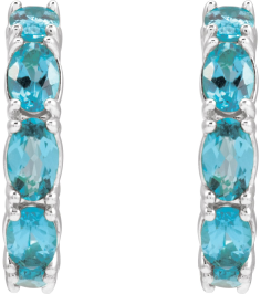 88765 Earring Set Sterling Silver 18.2 Mm 3.5 Mm Natural Blue Zircon Oval 5 X 3 Mm Pair Friction Backs Included Polished Natural Blue Zircon Hoop Earrings