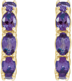 88765 Earring Set 14K Yellow 18.2 Mm 3.5 Mm Natural Amethyst Oval 5 X 3 Mm Pair Friction Backs Included Polished Natural Amethyst Hoop Earrings