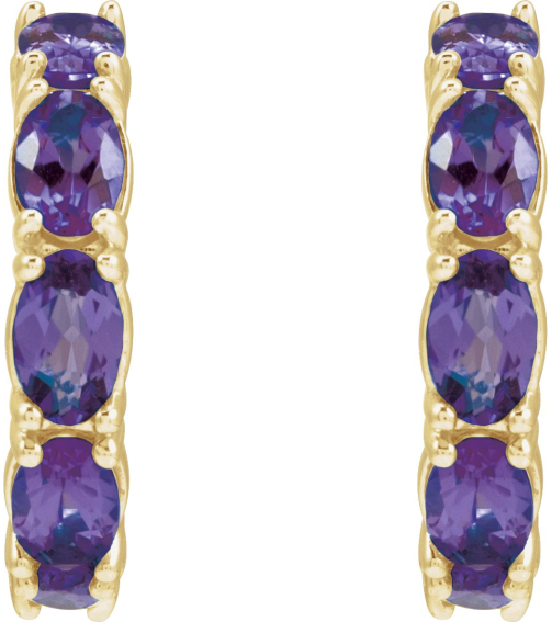88765 Earring Set 14K Yellow 18.2 Mm 3.5 Mm Natural Amethyst Oval 5 X 3 Mm Pair Friction Backs Included Polished Natural Amethyst Hoop Earrings