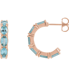 88765 Earring Set 14K Rose 18.2 Mm 3.5 Mm Natural Aquamarine Oval 5 X 3 Mm Pair Friction Backs Included Polished Natural Aquamarine Hoop Earrings