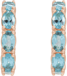 88765 Earring Set 14K Rose 18.2 Mm 3.5 Mm Natural Aquamarine Oval 5 X 3 Mm Pair Friction Backs Included Polished Natural Aquamarine Hoop Earrings