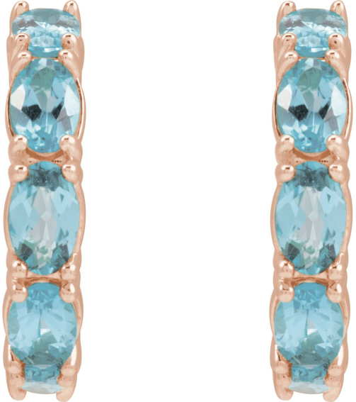88765 Earring Set 14K Rose 18.2 Mm 3.5 Mm Natural Aquamarine Oval 5 X 3 Mm Pair Friction Backs Included Polished Natural Aquamarine Hoop Earrings
