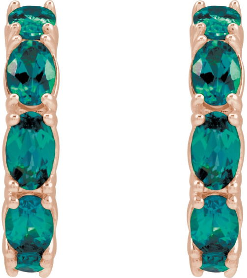 88765 Earring Set 14K Rose 18.2 Mm 3.5 Mm Lab-Grown Alexandrite Oval 5 X 3 Mm Pair Friction Backs Included Polished Lab-Grown Alexandrite Hoop Earrings