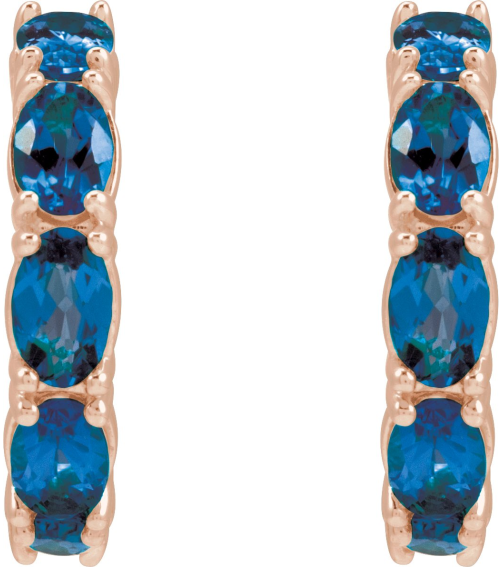 88765 Earring Set 14K Rose 18.2 Mm 3.5 Mm Natural Blue Sapphire Oval 5 X 3 Mm Pair Friction Backs Included Polished Natural Blue Sapphire Hoop Earrings