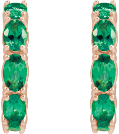 88765 Earring Set 14K Rose 18.2 Mm 3.5 Mm Lab-Grown Emerald Oval 5 X 3 Mm Pair Friction Backs Included Polished Lab-Grown Emerald Hoop Earrings