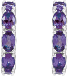 88765 Earring Set 14K White 18.2 Mm 3.5 Mm Natural Amethyst Oval 5 X 3 Mm Pair Friction Backs Included Polished Natural Amethyst Hoop Earrings