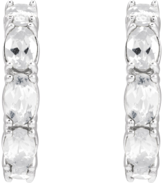 88765 Earring Set Sterling Silver 18.2 Mm 3.5 Mm Natural White Sapphire Oval 5 X 3 Mm Pair Friction Backs Included Polished Natural White Sapphire Hoop Earrings