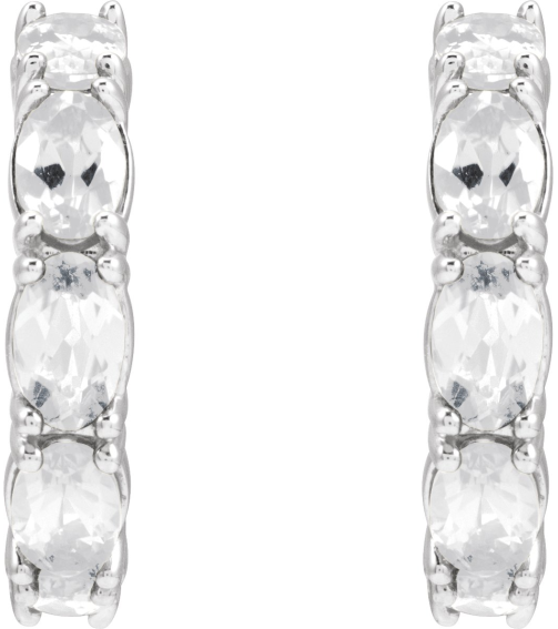 88765 Earring Set Sterling Silver 18.2 Mm 3.5 Mm Natural White Sapphire Oval 5 X 3 Mm Pair Friction Backs Included Polished Natural White Sapphire Hoop Earrings