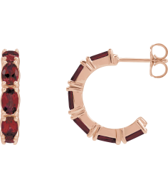 88765 Earring Set 14K Rose 18.2 Mm 3.5 Mm Natural Mozambique Garnet Oval 5 X 3 Mm Pair Friction Backs Included Polished Natural Mozambique Garnet Hoop Earrings