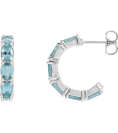 88765 Earring Set Platinum 18.2 Mm 3.5 Mm Natural Aquamarine Oval 5 X 3 Mm Pair Friction Backs Included Polished Natural Aquamarine Hoop Earrings