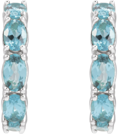 88765 Earring Set Platinum 18.2 Mm 3.5 Mm Natural Aquamarine Oval 5 X 3 Mm Pair Friction Backs Included Polished Natural Aquamarine Hoop Earrings