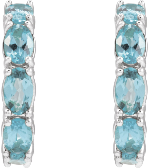 88765 Earring Set Platinum 18.2 Mm 3.5 Mm Natural Aquamarine Oval 5 X 3 Mm Pair Friction Backs Included Polished Natural Aquamarine Hoop Earrings