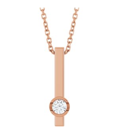 88782 Necklace Set 14K Rose Round Natural Diamond 3Mm 110 Ct I1, G-H 16-18 In Polished 110 Ct Natural Diamond Solitaire Bar Necklace