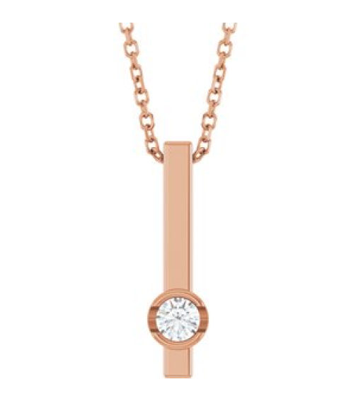 88782 Necklace Set 14K Rose Round Natural Diamond 3Mm 110 Ct I1, G-H 16-18 In Polished 110 Ct Natural Diamond Solitaire Bar Necklace