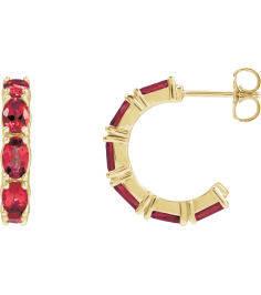 88765 Earring Set 14K Yellow 18.2 Mm 3.5 Mm Lab-Grown Ruby Oval 5 X 3 Mm Pair Friction Backs Included Polished Lab-Grown Ruby Hoop Earrings