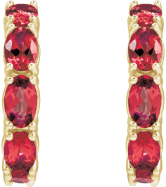 88765 Earring Set 14K Yellow 18.2 Mm 3.5 Mm Lab-Grown Ruby Oval 5 X 3 Mm Pair Friction Backs Included Polished Lab-Grown Ruby Hoop Earrings