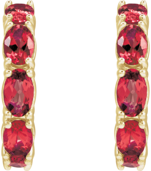88765 Earring Set 14K Yellow 18.2 Mm 3.5 Mm Lab-Grown Ruby Oval 5 X 3 Mm Pair Friction Backs Included Polished Lab-Grown Ruby Hoop Earrings