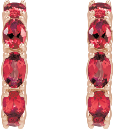 88765 Earring Set 14K Rose 18.2 Mm 3.5 Mm Lab-Grown Ruby Oval 5 X 3 Mm Pair Friction Backs Included Polished Lab-Grown Ruby Hoop Earrings