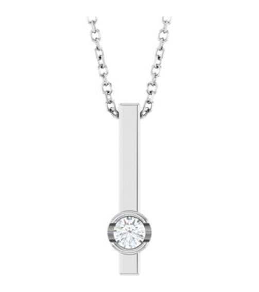 88782 Necklace Set Sterling Silver Round Natural Diamond 3Mm 110 Ct I1, G-H 16-18 In Polished 110 Ct Natural Diamond Solitaire Bar Necklace