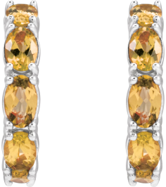 88765 Earring Set Sterling Silver 18.2 Mm 3.5 Mm Natural Citrine Oval 5 X 3 Mm Pair Friction Backs Included Polished Natural Citrine Hoop Earrings