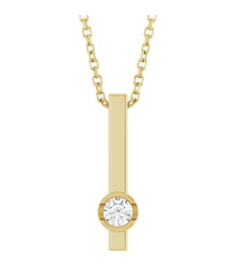 88782 Necklace Set 14K Yellow Round Natural Diamond 3Mm 110 Ct I1, G-H 16-18 In Polished 110 Ct Natural Diamond Solitaire Bar Necklace