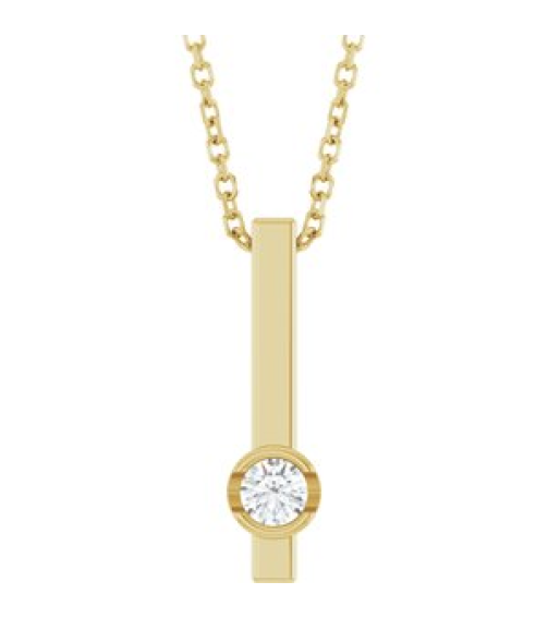 88782 Necklace Set 14K Yellow Round Natural Diamond 3Mm 110 Ct I1, G-H 16-18 In Polished 110 Ct Natural Diamond Solitaire Bar Necklace