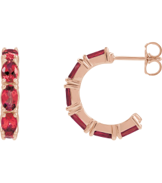 88765 Earring Set 14K Rose 18.2 Mm 3.5 Mm Natural Ruby Oval 5 X 3 Mm Pair Friction Backs Included Polished Natural Ruby Hoop Earrings