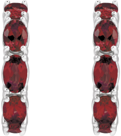 88765 Earring Set Sterling Silver 18.2 Mm 3.5 Mm Natural Mozambique Garnet Oval 5 X 3 Mm Pair Friction Backs Included Polished Natural Mozambique Garnet Hoop Earrings
